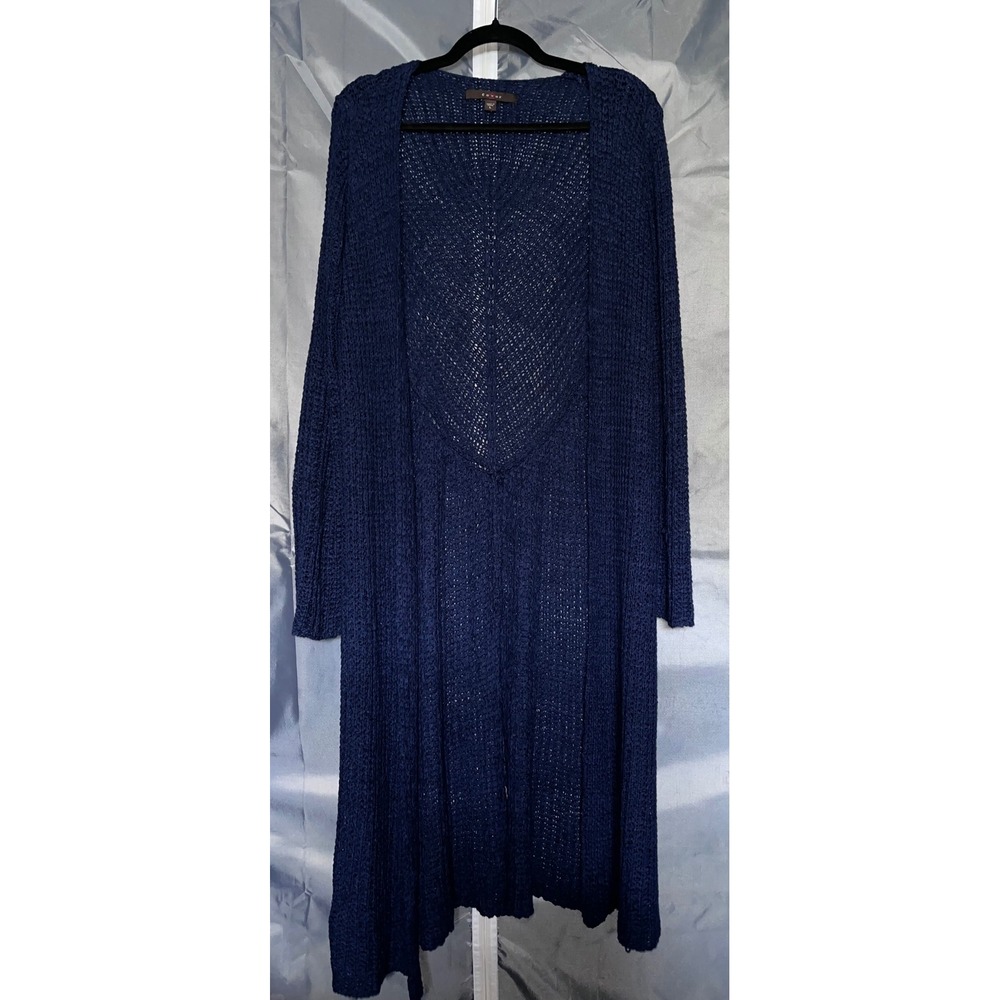Fever Blue Open-Knit Long Cardigan Size Large Cottagecore Boho Indie Festival